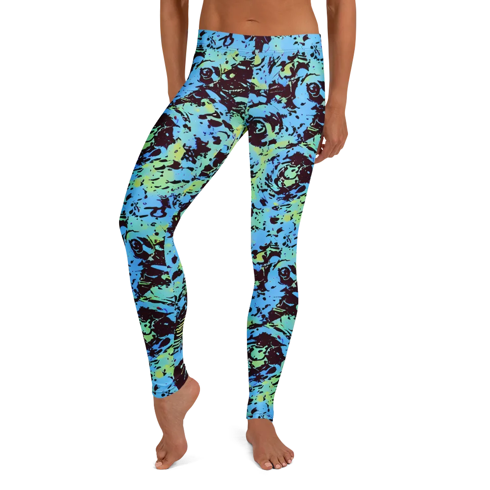 Aqua Static on Leggings — Front