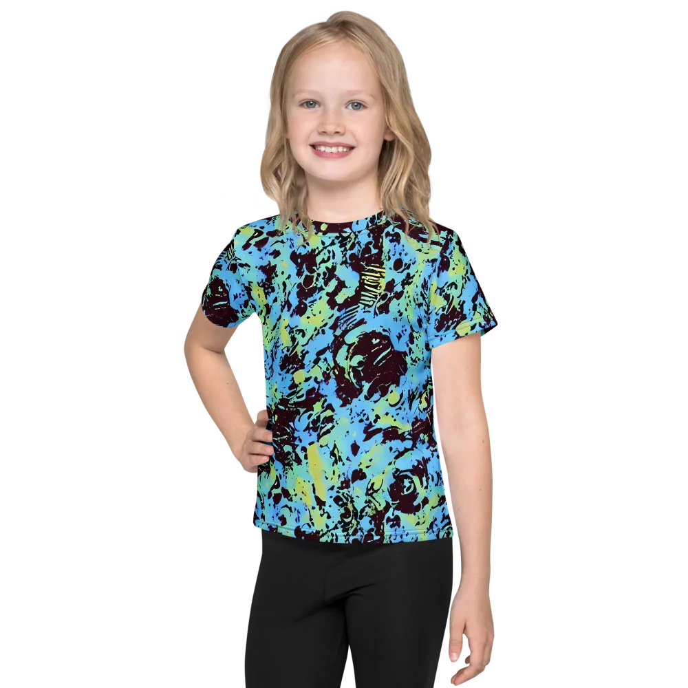 Aqua Static on Kids Crew Neck T-Shirt — Front