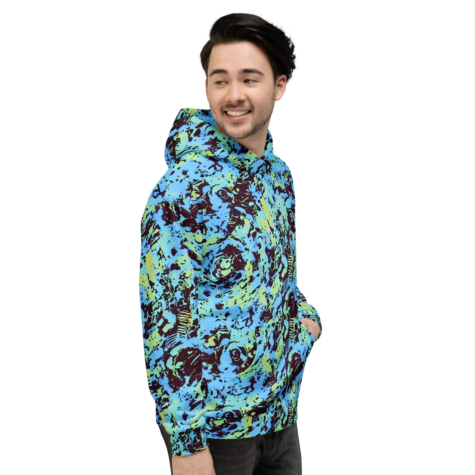 Aqua Static on Hoodie — Right