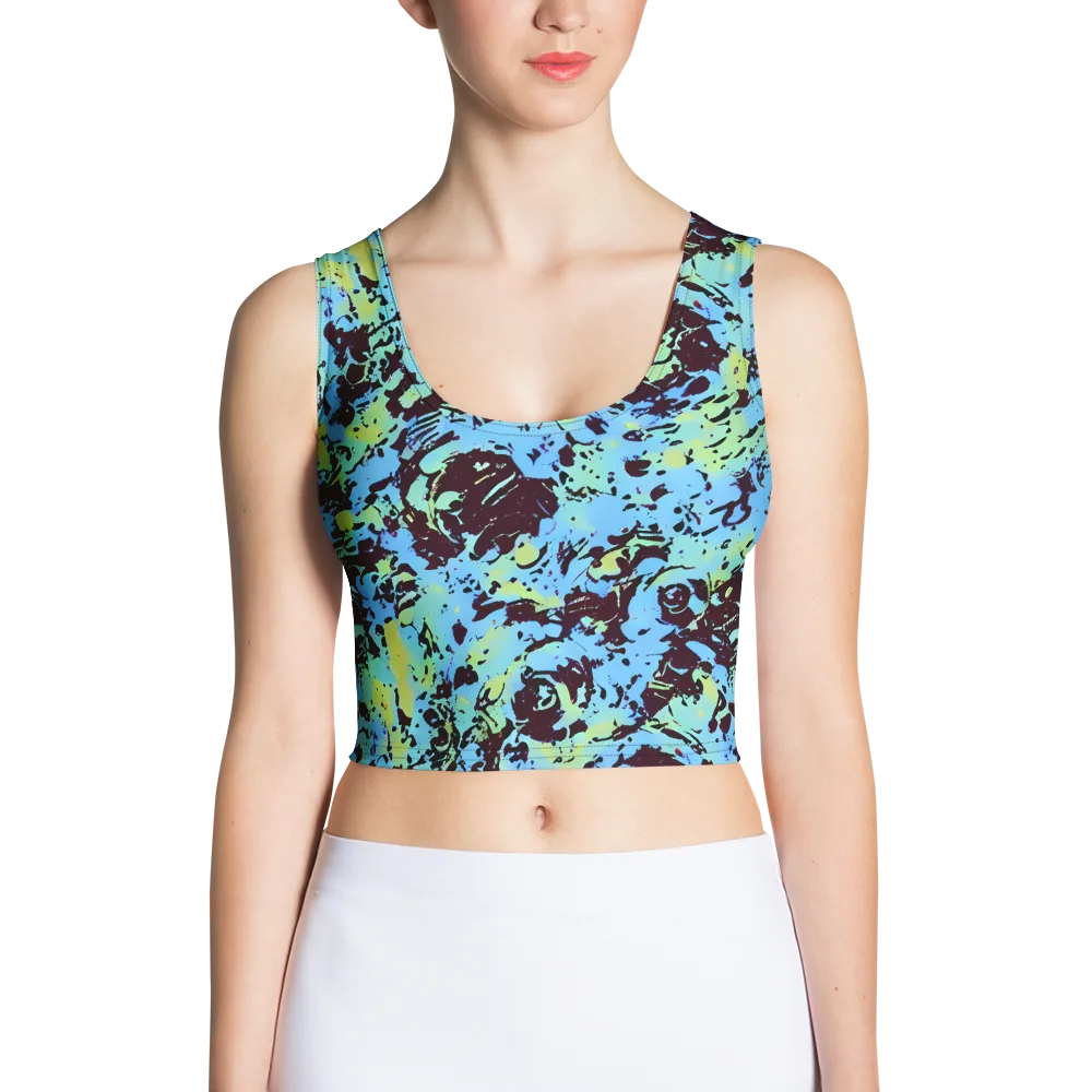 Aqua Static on Crop Top — Front
