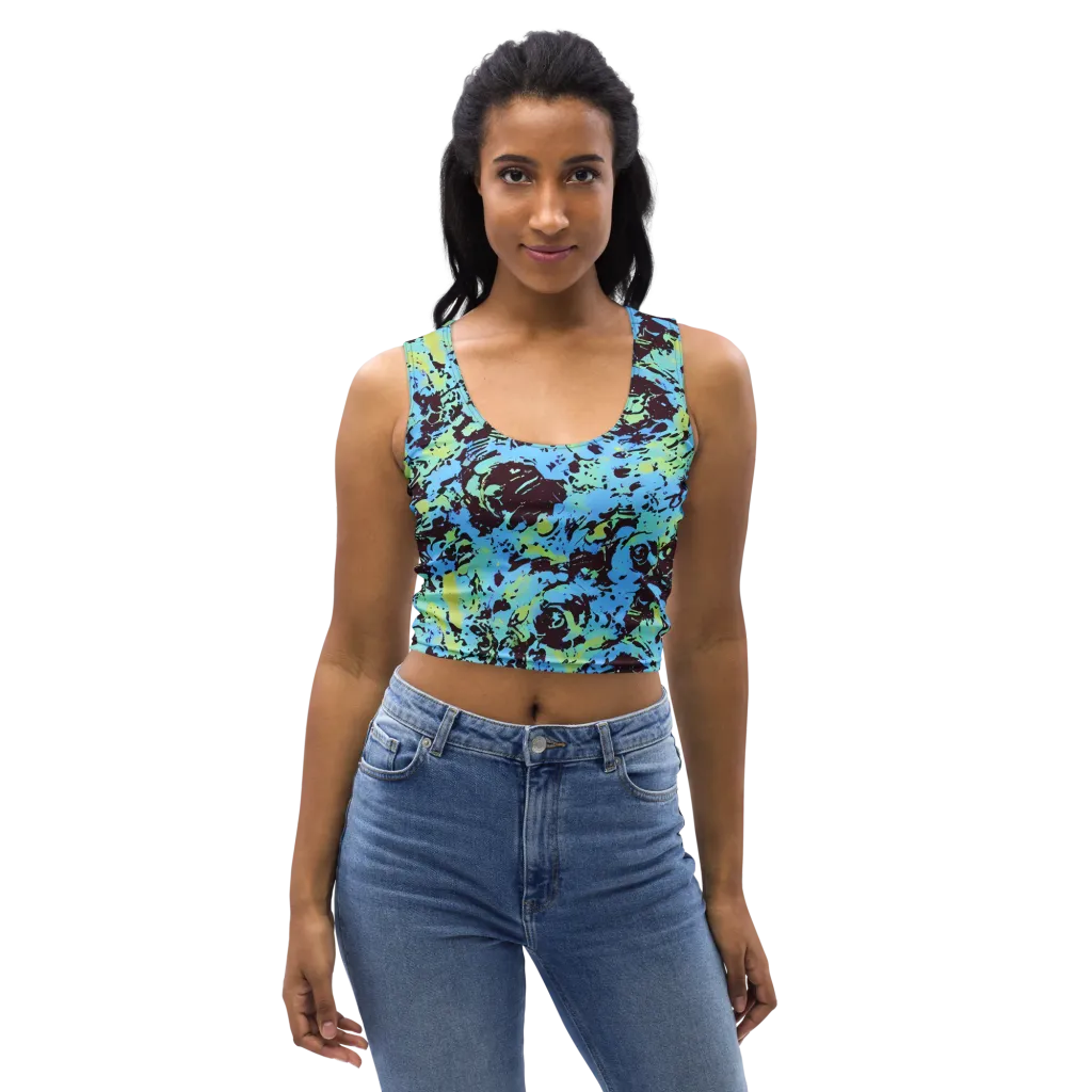 Aqua Static on Crop Top — Front