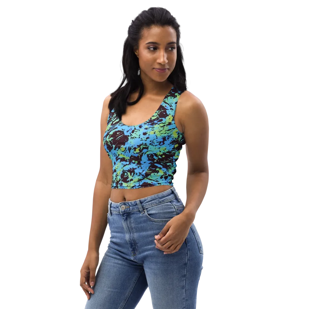 Aqua Static on Crop Top — Left Front