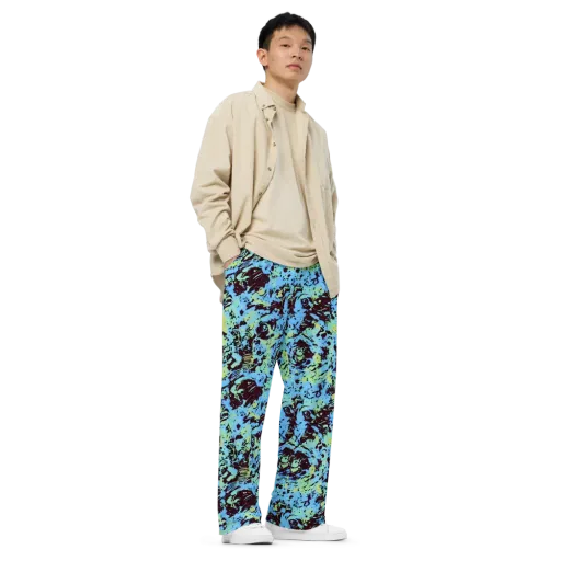 Aqua Static on a Wide-Leg Pants