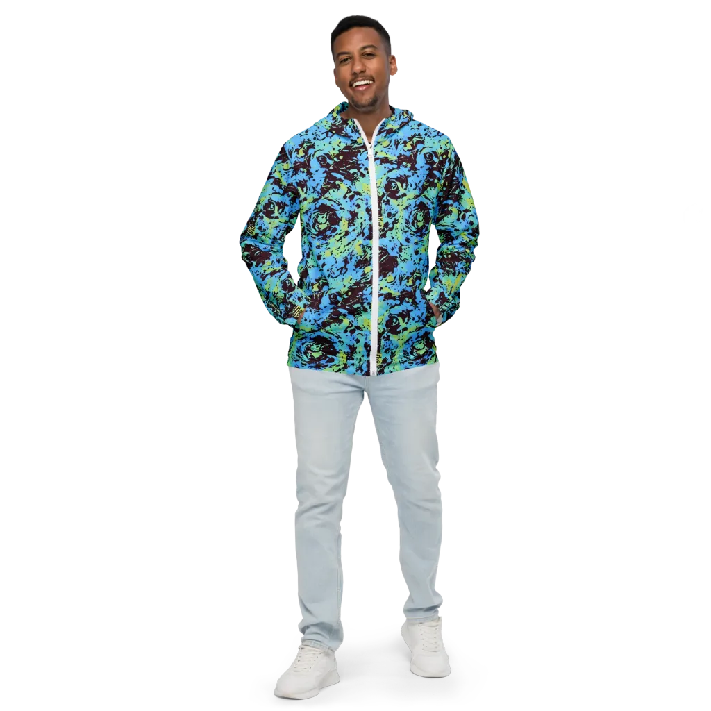 Aqua Static on Men's Windbreaker — Front