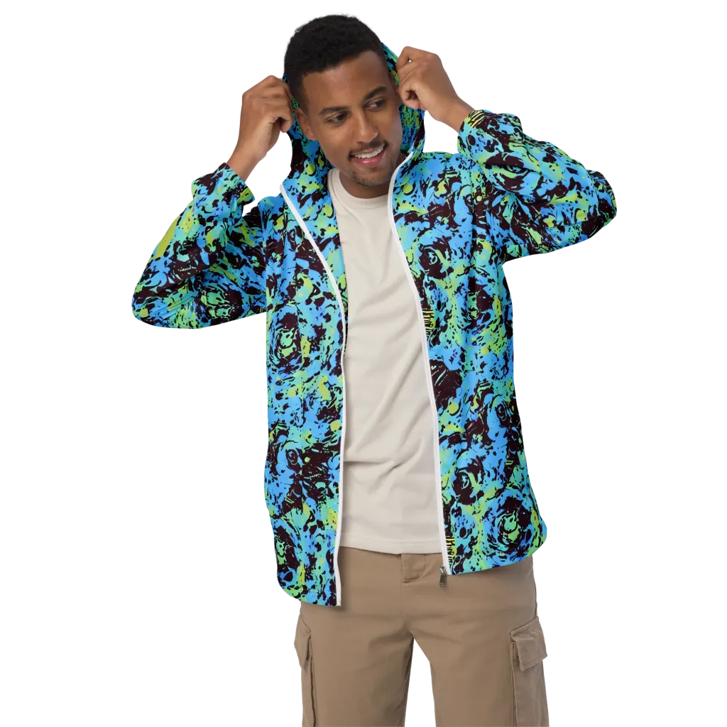 Aqua Static on Men's Windbreaker — Front