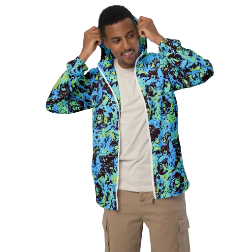 Aqua Static on a Men's Windbreaker