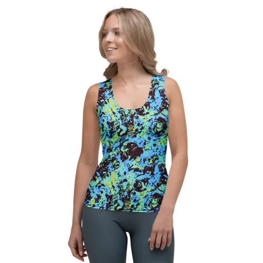Aqua Static on a Women's Tank Top
