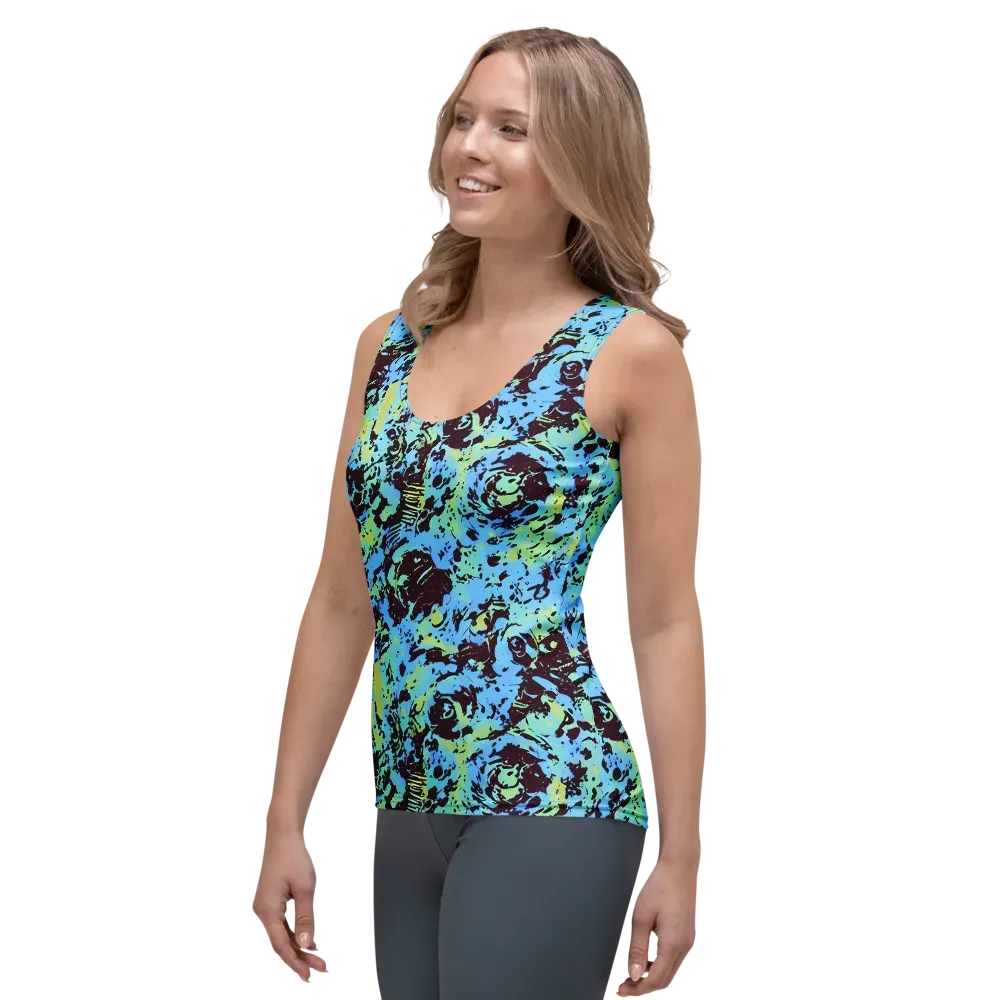 Aqua Static on Women's Tank Top — Left Front