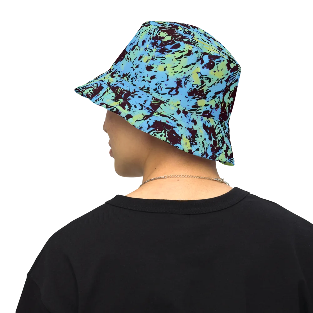 Aqua Static on Reversible Bucket Hat — Back Inside
