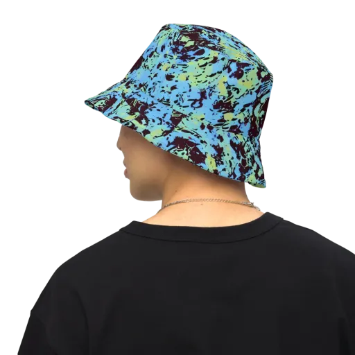 Aqua Static on a Reversible Bucket Hat
