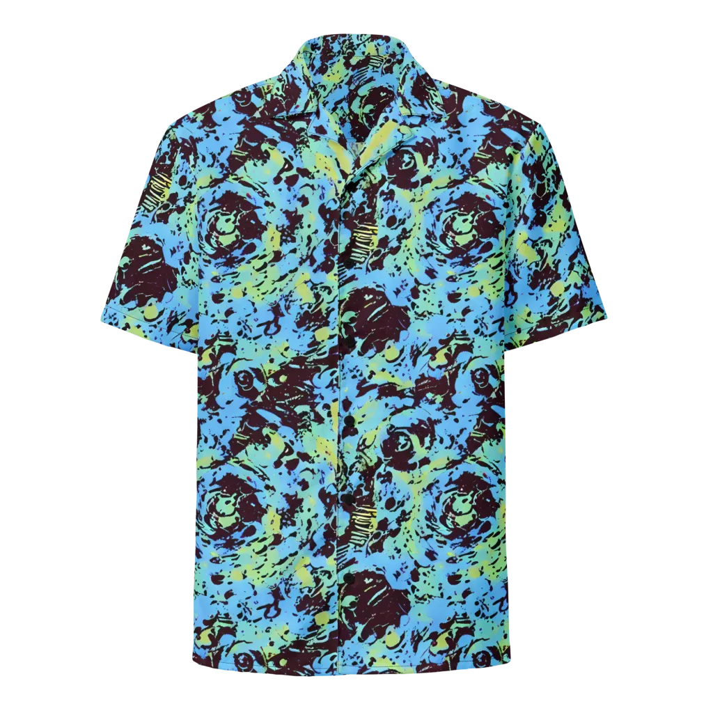 Aqua Static on Button Shirt — Front
