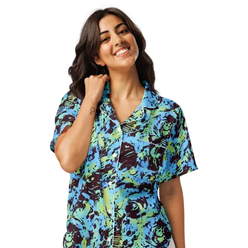 Aqua Static on a Women's Short Sleeve Pajama Top