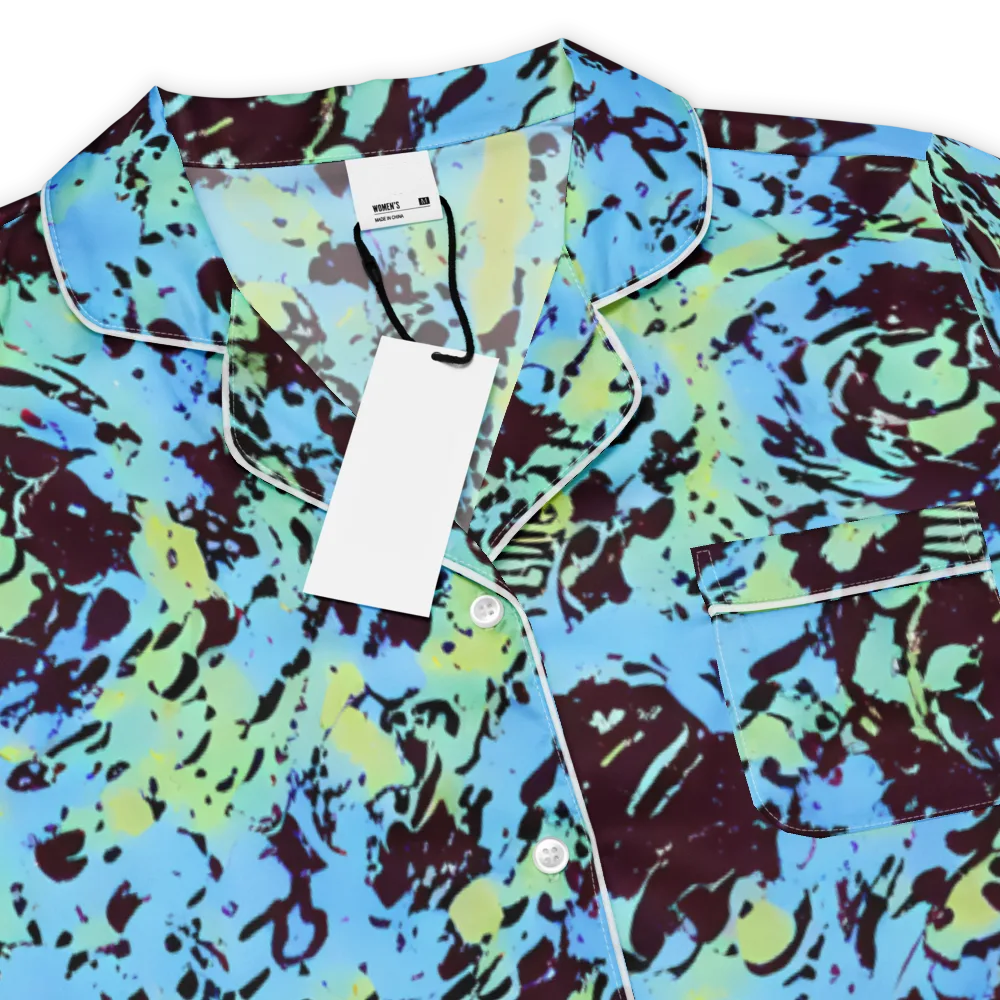 Aqua Static on Women's Short Sleeve Pajama Top — Product details