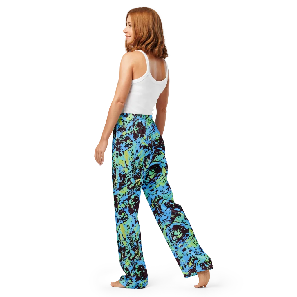 Aqua Static on Women's Pajama Pants — Back