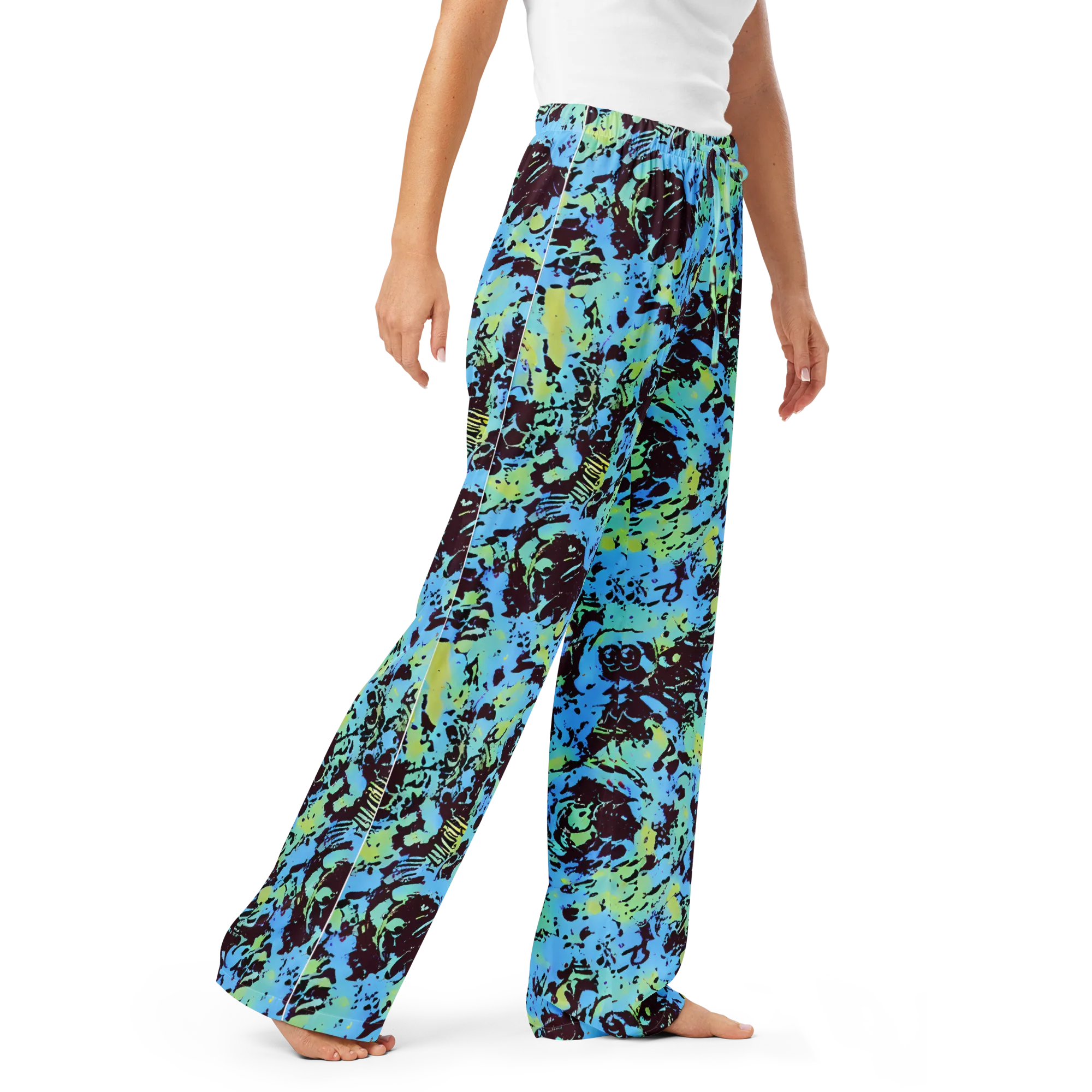 Aqua Static on Women's Pajama Pants — Right Front