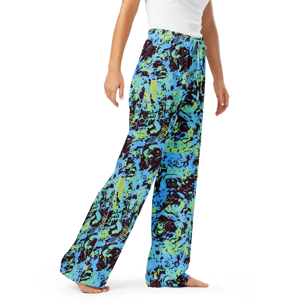 Aqua Static on Women's Pajama Pants — Right Front