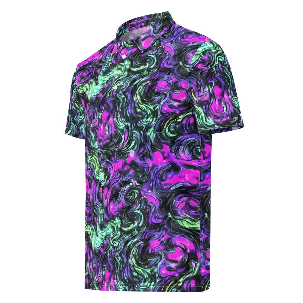Plasma Ribbons on Men's Slim Fit Polo Shirt — Left Front