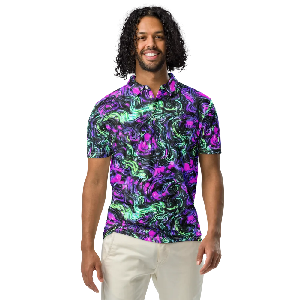Plasma Ribbons on Men's Slim Fit Polo Shirt — Front