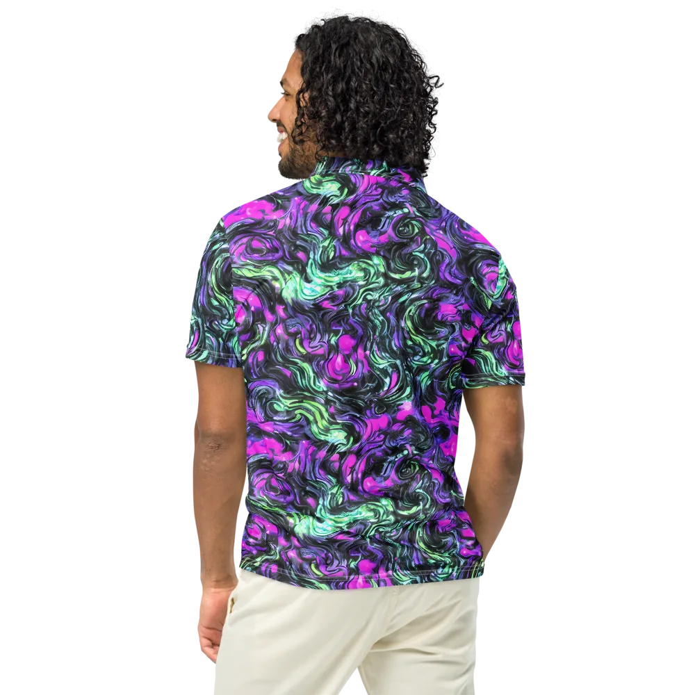 Plasma Ribbons on Men's Slim Fit Polo Shirt — Back