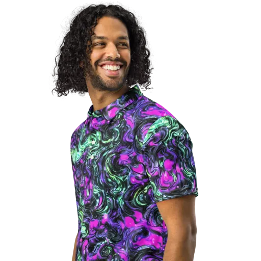 Plasma Ribbons on a Men's Slim Fit Polo Shirt