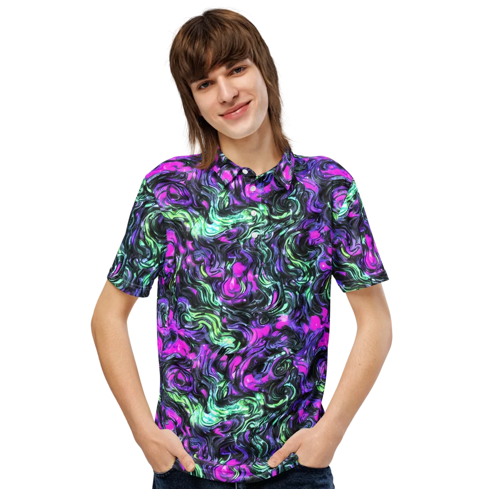 Plasma Ribbons on Men's Slim Fit Polo Shirt — Front