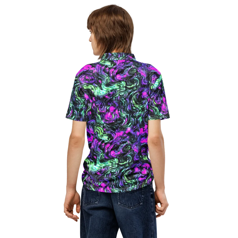 Plasma Ribbons on Men's Slim Fit Polo Shirt — Back