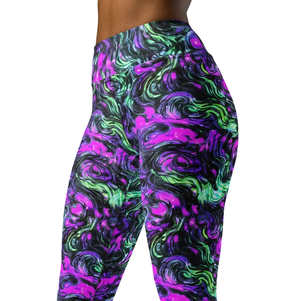 Plasma Ribbons on Yoga Leggings — Left Front