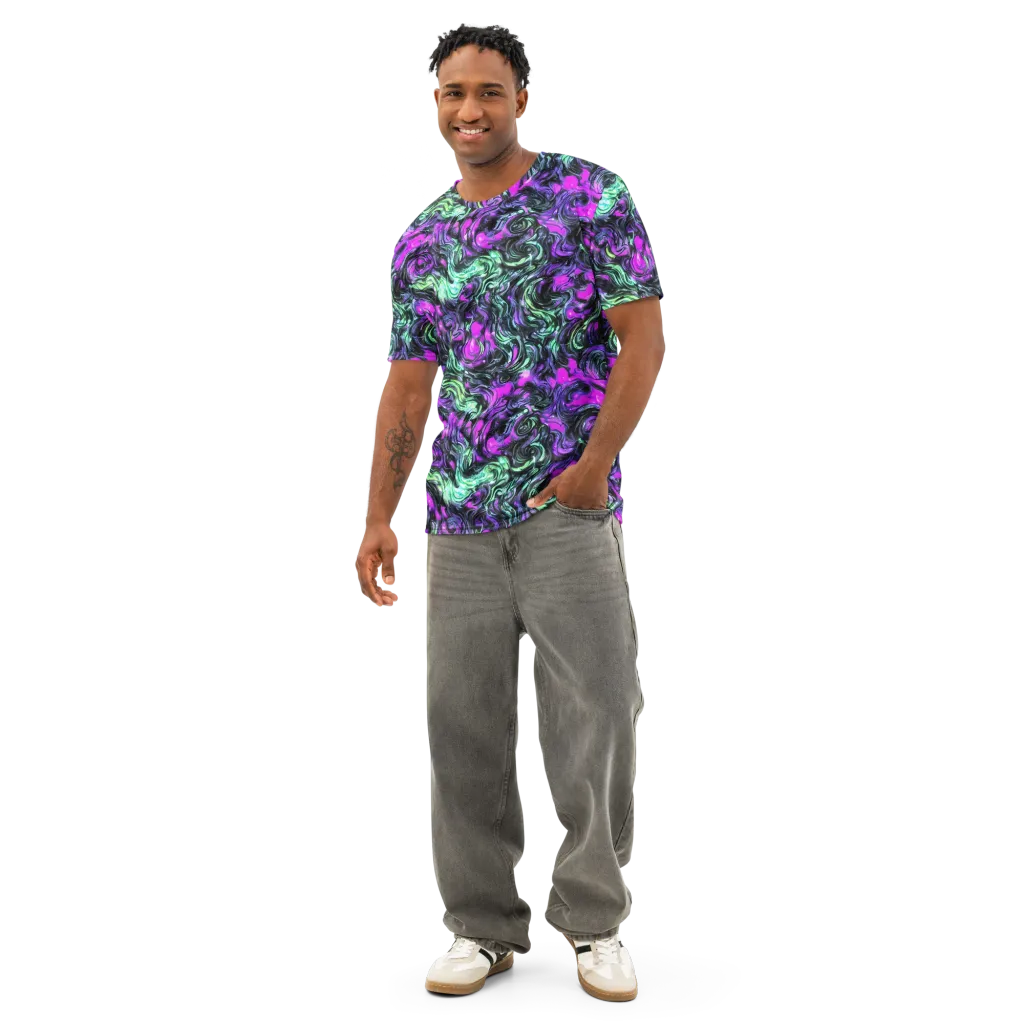 Plasma Ribbons on Men's Cotton Crew Neck T-Shirt — Front