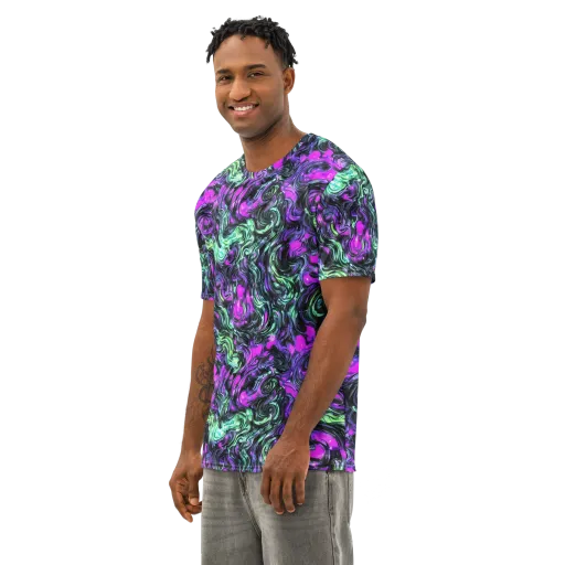 Plasma Ribbons on a Men's Cotton Crew Neck T-Shirt
