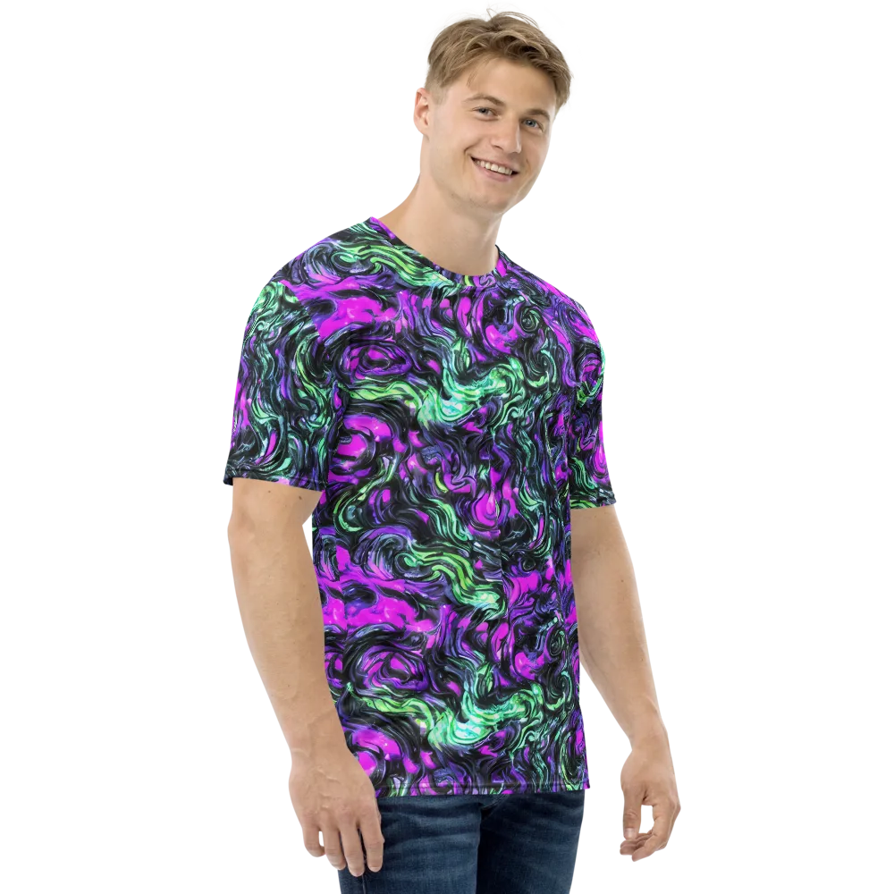 Plasma Ribbons on Men's Crew Neck T-Shirt — Right