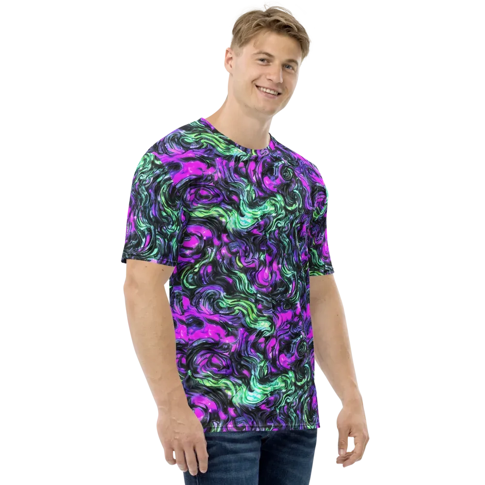 Plasma Ribbons on Men's Crew Neck T-Shirt — Right