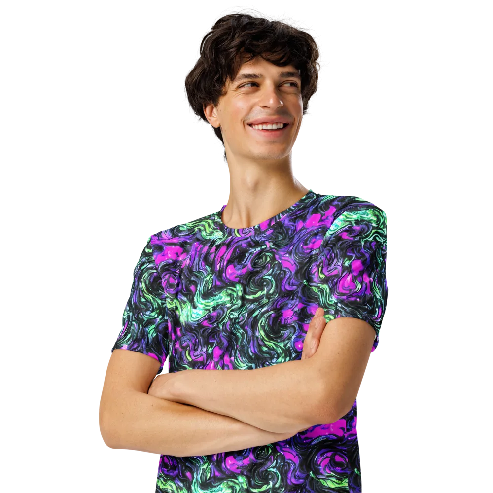 Plasma Ribbons on Men's Crew Neck T-Shirt — Left Front