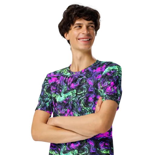 Plasma Ribbons on a Men's Crew Neck T-Shirt