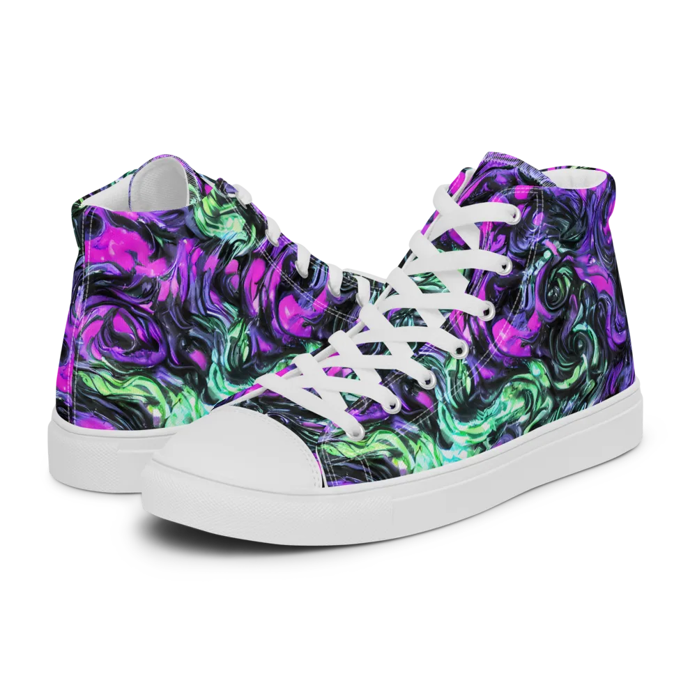 Plasma Ribbons on Men's High Top Canvas Shoes — Left