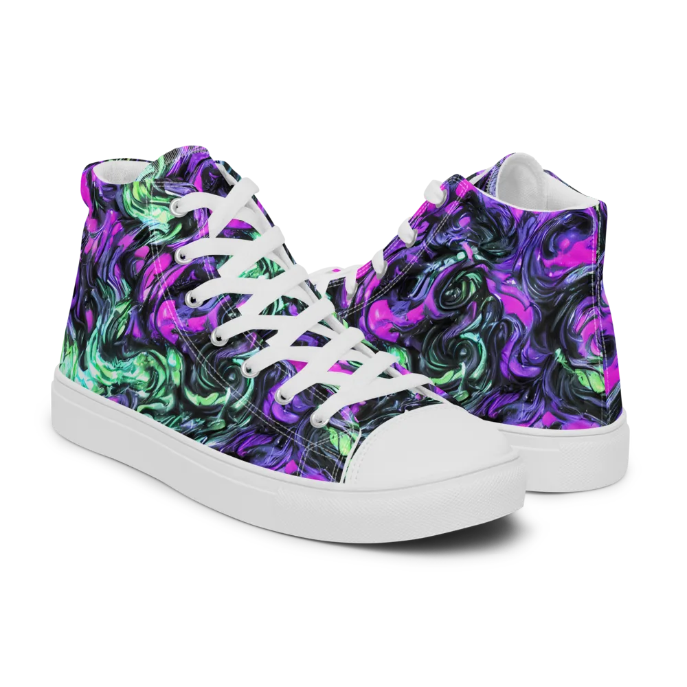 Plasma Ribbons on Men's High Top Canvas Shoes — Right