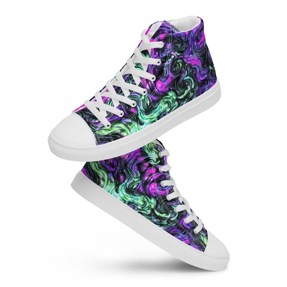 Plasma Ribbons on Men's High Top Canvas Shoes — Front