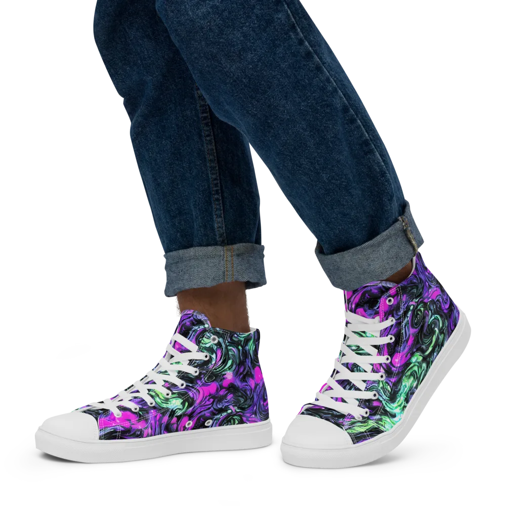 Plasma Ribbons on Men's High Top Canvas Shoes — Left