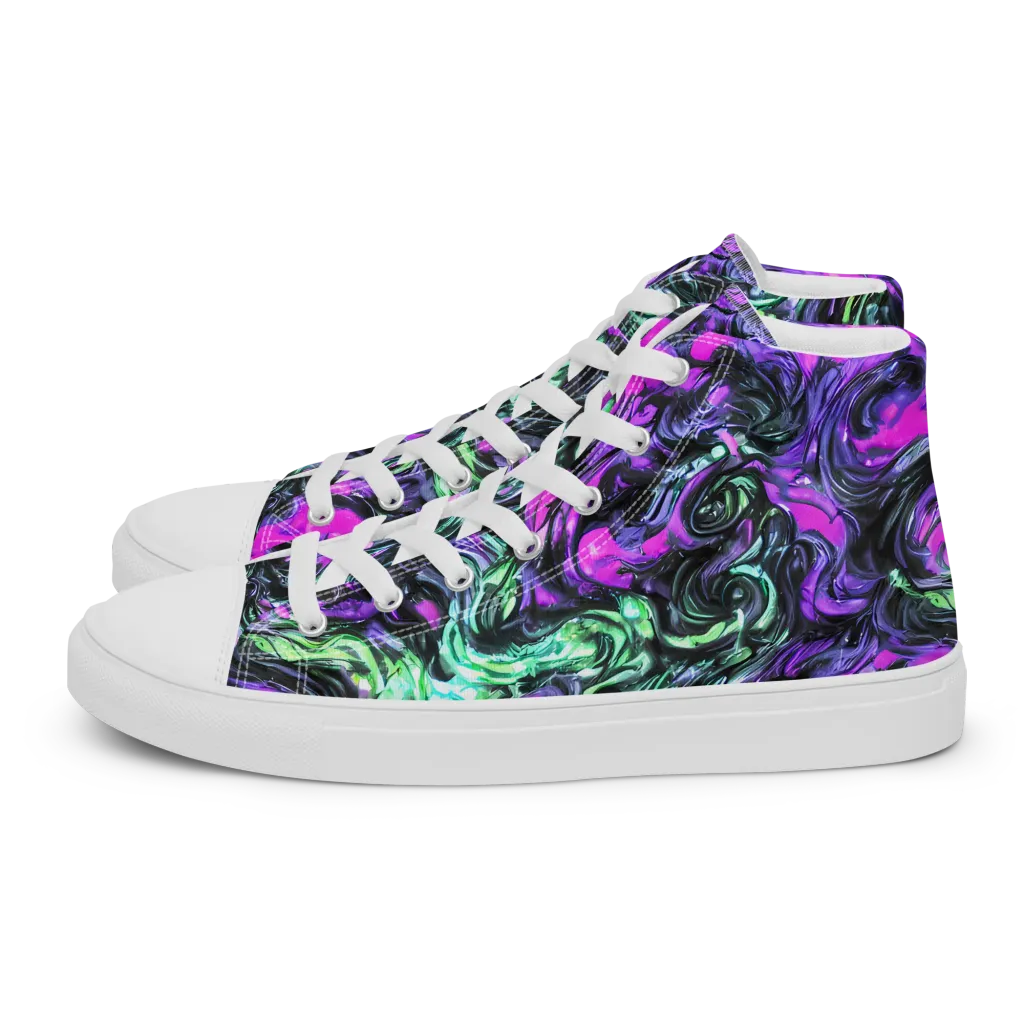 Plasma Ribbons on Women's High Top Canvas Shoes — Left