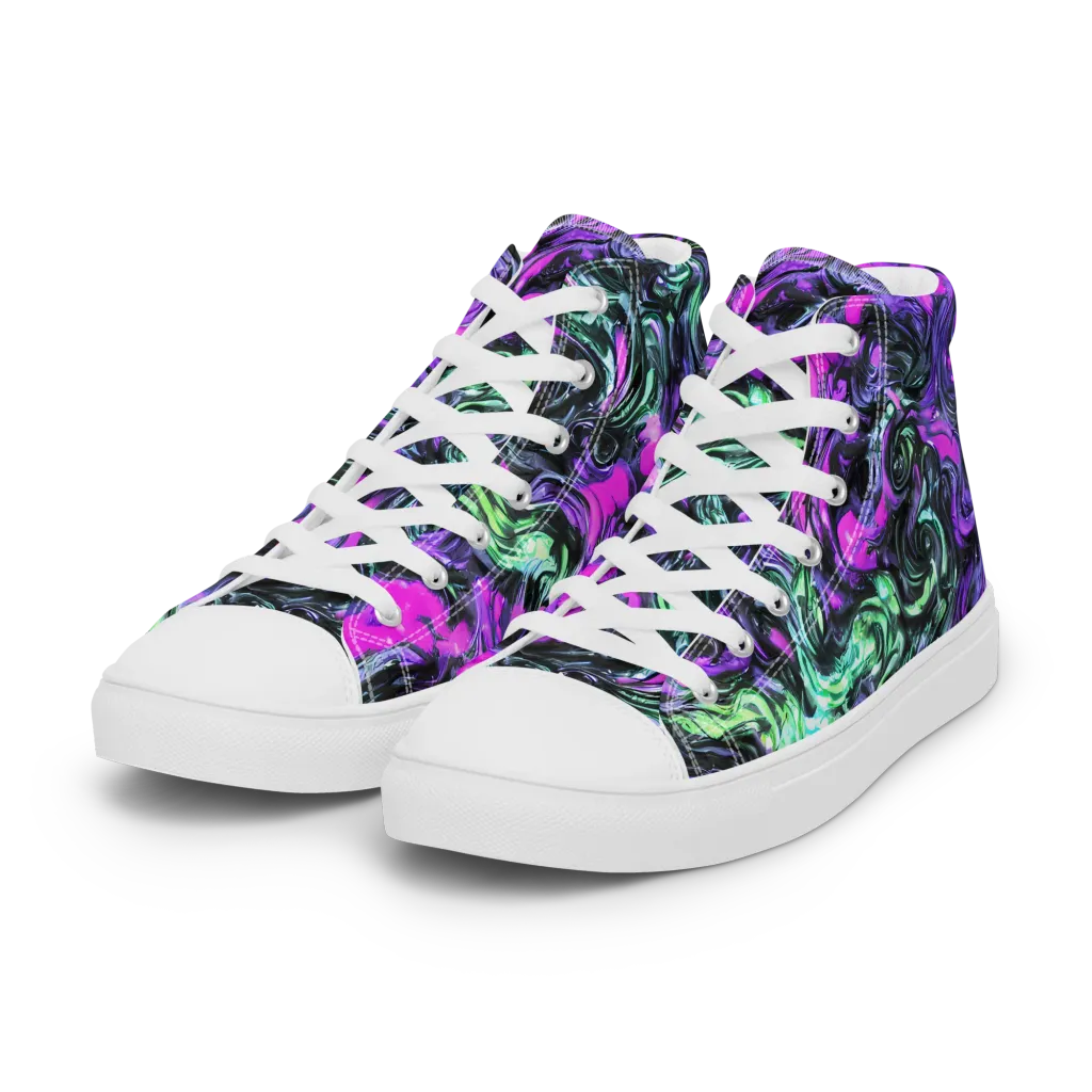 Plasma Ribbons on Women's High Top Canvas Shoes — Left Front