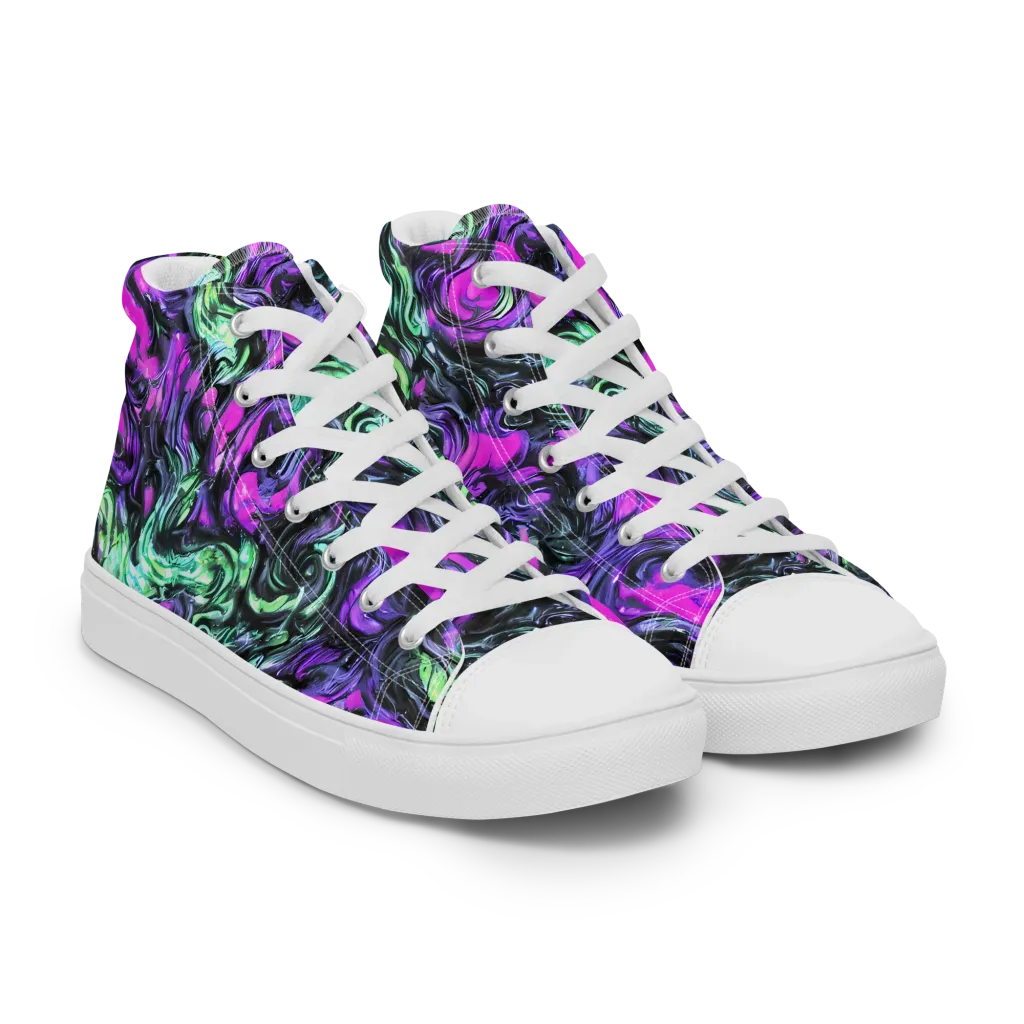 Plasma Ribbons on Women's High Top Canvas Shoes — Right Front