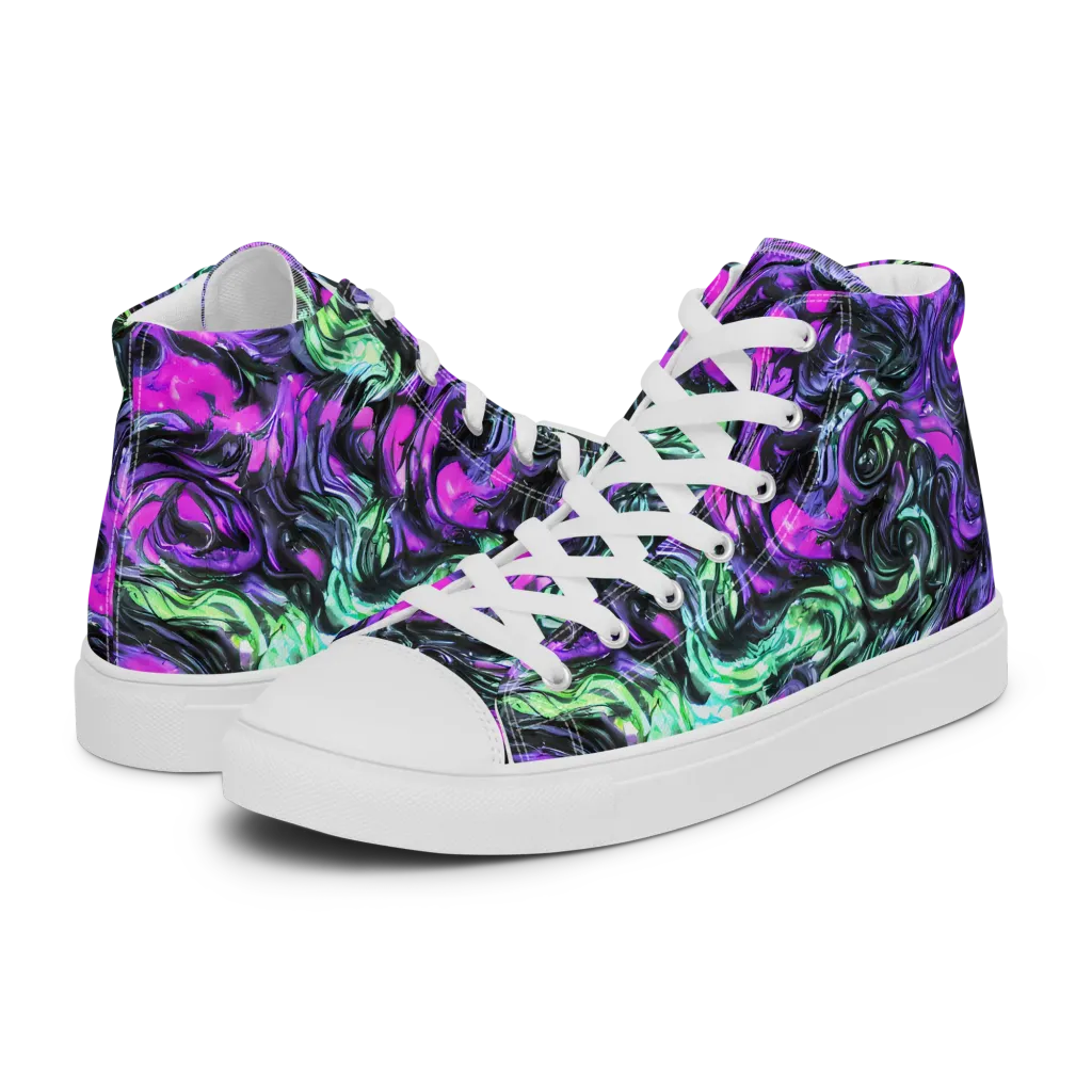 Plasma Ribbons on Women's High Top Canvas Shoes — Left