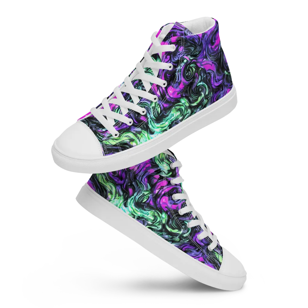 Plasma Ribbons on Women's High Top Canvas Shoes — Front