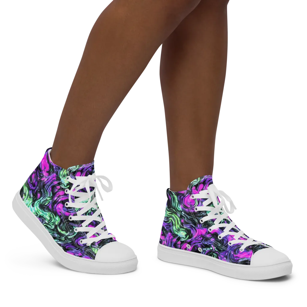 Plasma Ribbons on Women's High Top Canvas Shoes — Right