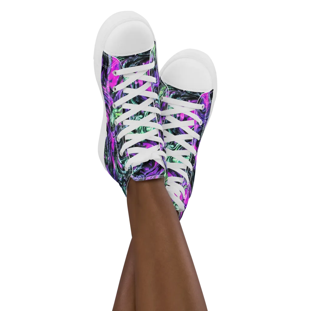 Plasma Ribbons on Women's High Top Canvas Shoes — Front
