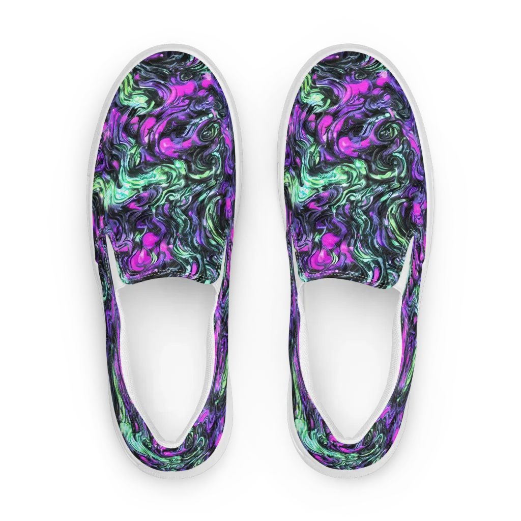 Plasma Ribbons on Men's Slip-On Canvas Shoes — Front