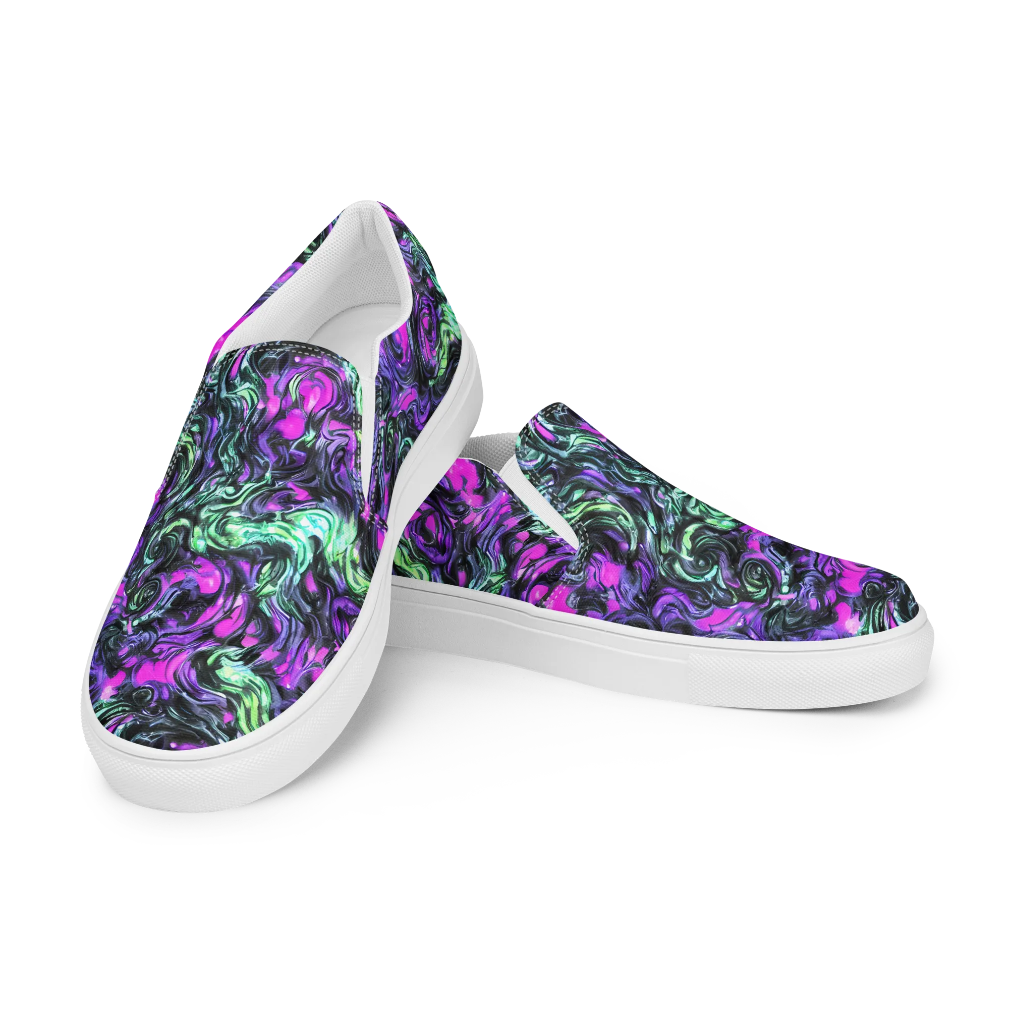 Plasma Ribbons on Men's Slip-On Canvas Shoes — Left Front