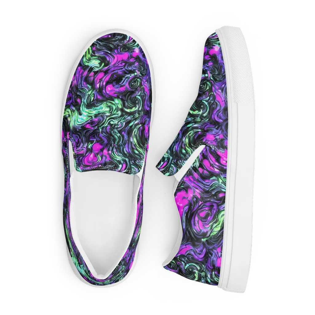 Plasma Ribbons on Men's Slip-On Canvas Shoes — Front