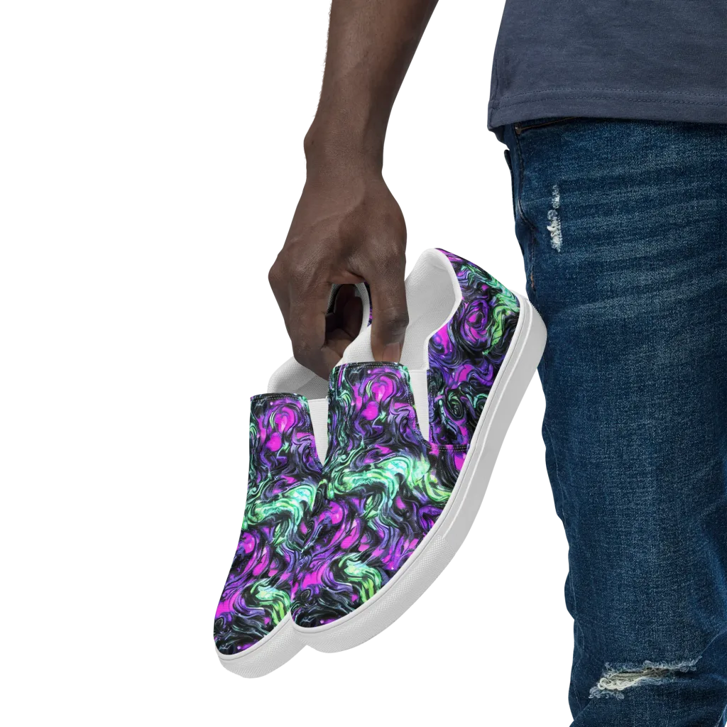 Plasma Ribbons on Men's Slip-On Canvas Shoes — Left Front