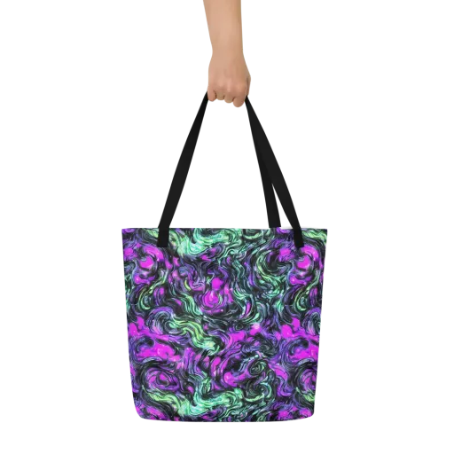 Plasma Ribbons on a Large Tote Bag W/ Pocket