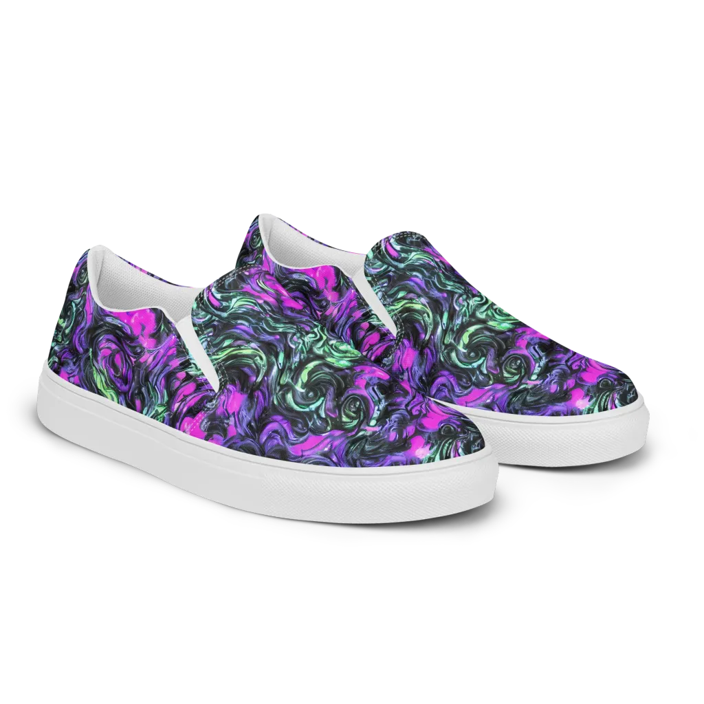 Plasma Ribbons on Women's Slip-On Canvas Shoes — Right Front